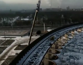 فروریزش مجموعه ورزشی و سالن کنسرت هنگام تخریب در سن پترزبورگ