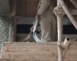 نحوه پاشیدن ماده مقاوم در برابر حریق بر روی اسکلت سازه های فولادی با دستگاه شاتکریت