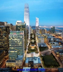 پروژه ساختمانی بلندترین برج در ایالت سانفرانسیسکو، اسکلت فولادی