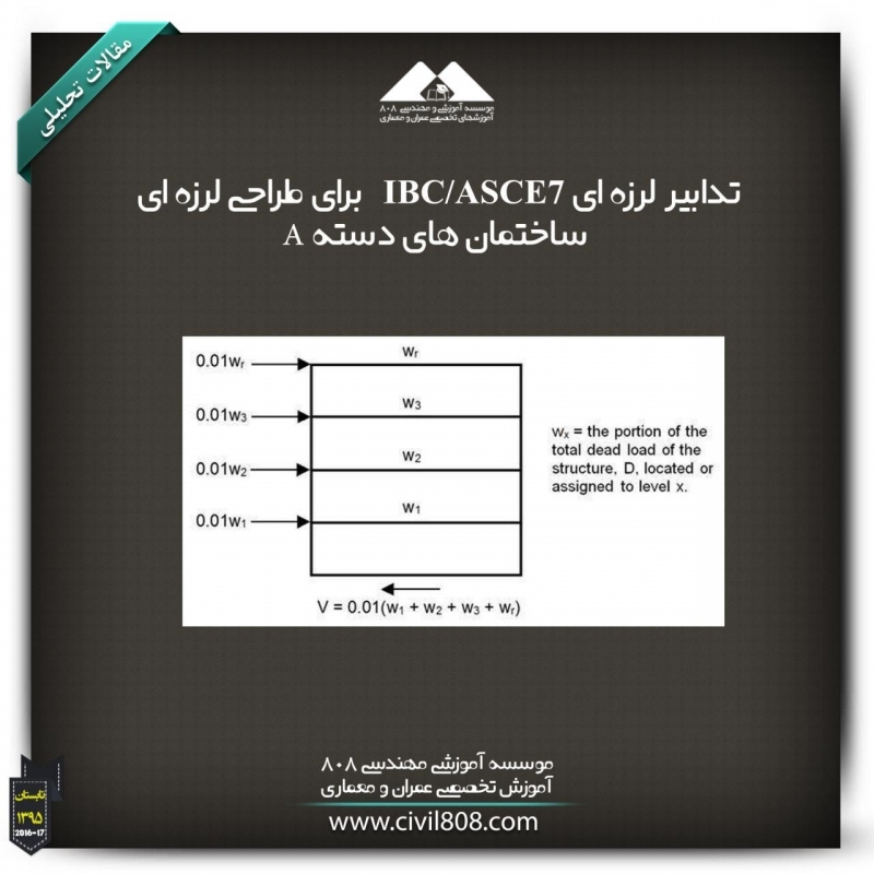 مقاله تحلیلی: تدابیر لرزه ای IBC/ASCE 7  برای طراحی لرزه ای ساختمان های دسته بندی نوع A