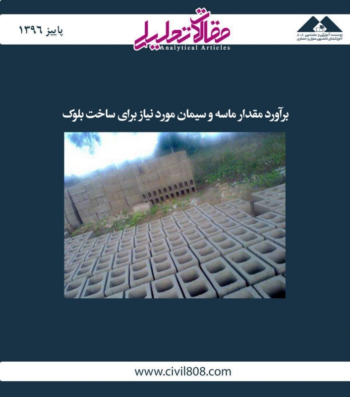 مقاله تحلیلی: برآورد مقدار ماسه و سیمان مورد نیاز برای ساخت بلوک مقاله تحلیلی: برآورد مقدار ماسه و سیمان مورد نیاز برای ساخت بلوک