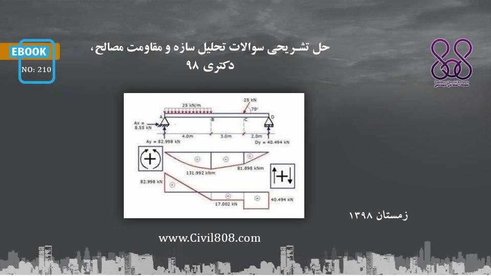 ایبوک ۲۱۰: حل تشریحی سوالات تحلیل سازه و مقاومت مصالح، دکتری ۹۸