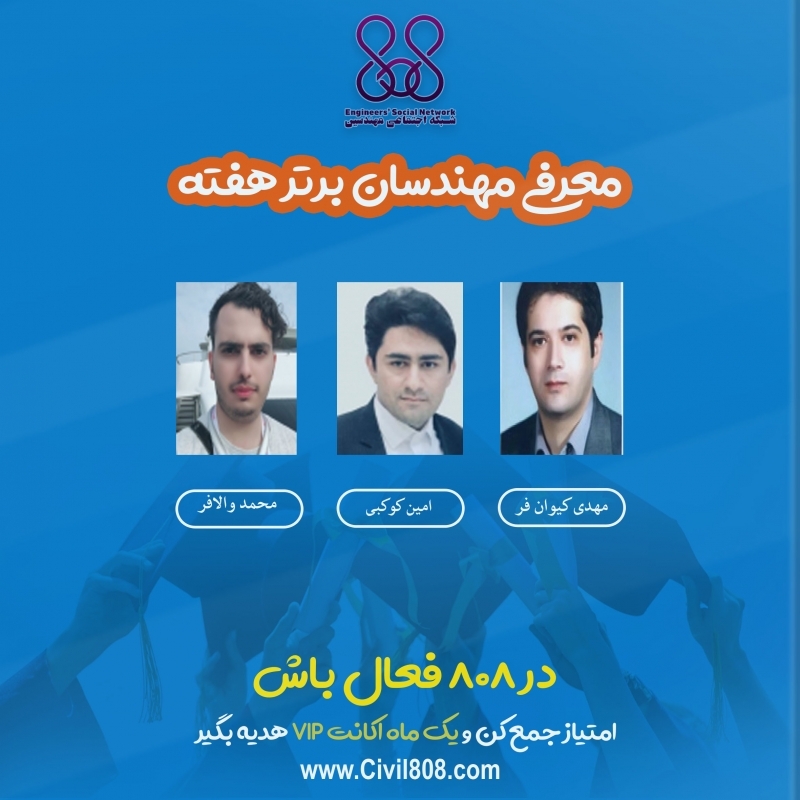 معرفی مهندسان برتر هفته (۱۵ تا ۲۱ شهریور ۹۹)