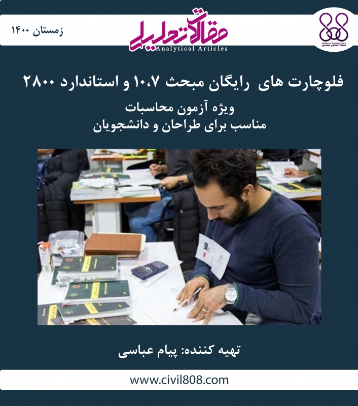 فلوچارت های رایگان مبحث ۱۰، ۷ و استاندارد ۲۸۰۰ (ویژه آزمون محاسبات و مناسب طراحان و دانشجویان)