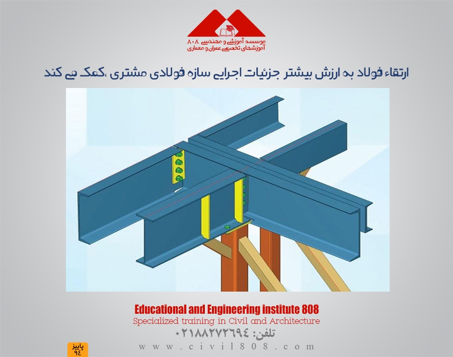 ارتقاء فولاد به ارزش بیشتر جزئیات اجرایی سازه فولادی مشتری ،کمک می کند