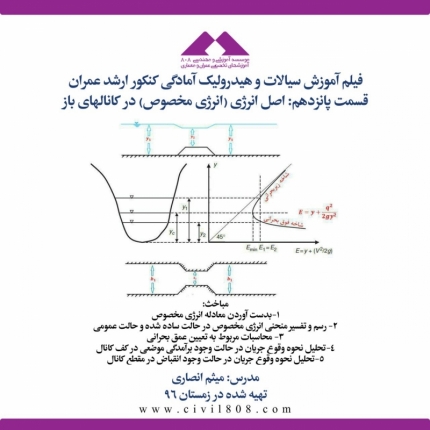 فيلم آموزش سيالات و هيدرولیک آمادگی کنکور ارشد عمران  قسمت پانزدهم: اصل انرژی (انرژی مخصوص) در کانالهای باز