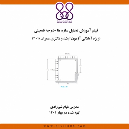 فیلم آموزش تحلیل سازه ها-درجه نامعینی(ویژه آمادگی آزمون ارشد و دکتری عمران) 1401